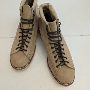 Tan and Black Ankle Boots with Lace-Up Design